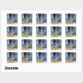 Sticker Carré Full Moon over Reindeer With Sleigh (Feuille)