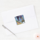 Sticker Carré Full Moon over Reindeer With Sleigh (Enveloppe)