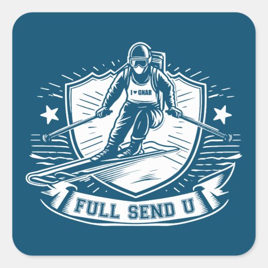 Sticker Carré Full Send University Skiing (Devant)