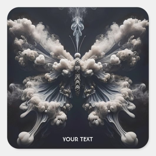 Sticker Carré Fumée de papillon mignonne Imaginaire Ascent (Devant)