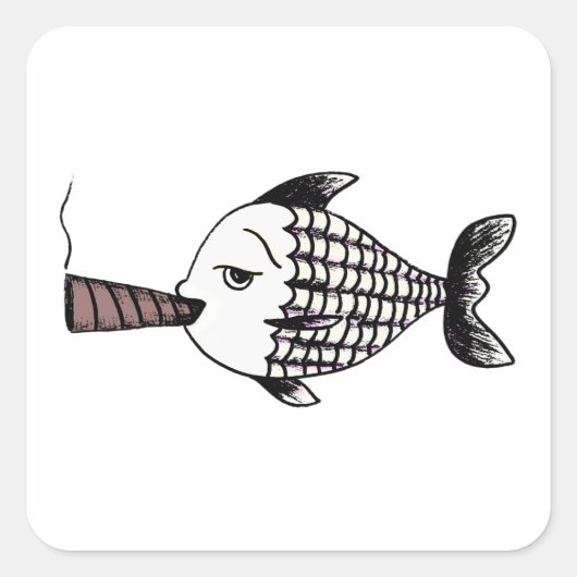 Sticker Carré Fumer le poisson (Devant)