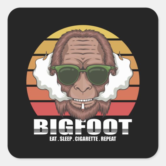 Sticker Carré Fumer Pied Avec Lunettes De Soleil Rétro (Devant)