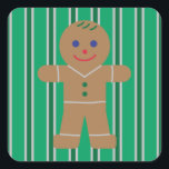 Sticker Carré Fun and Fancy Christmas Gingbread Homme<br><div class="desc">Design amusant et fantaisiste avec des icônes amusantes sur fond de rayures pour un effet formel et élégant pour améliorer votre décor et ajouter une touche festive. Un design plus traditionnel. Pour les fêtes, la décoration, divertissement, ou juste pour le plaisir. De grands cadeaux de vacances pour tous les âges....</div>