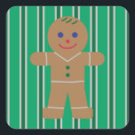 Sticker Carré Fun and Fancy Christmas Gingbread Homme<br><div class="desc">Design amusant et fantaisiste avec des icônes amusantes sur fond de rayures pour un effet formel et élégant pour améliorer votre décor et ajouter une touche festive. Un design plus traditionnel. Pour les fêtes, la décoration, divertissement, ou juste pour le plaisir. De grands cadeaux de vacances pour tous les âges....</div>