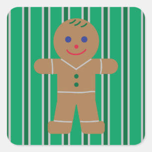 Sticker Carré Fun and Fancy Christmas Gingbread Homme