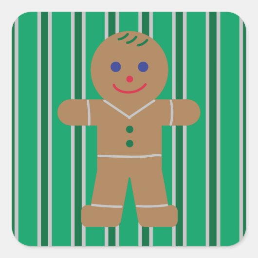 Sticker Carré Fun and Fancy Christmas Gingbread Homme (Devant)