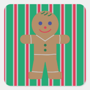 Sticker Carré Fun and Fancy Christmas Gingbread Homme