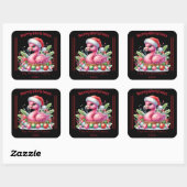 Sticker Carré Fun Christmas flamingo with a personalized touch (Feuille)