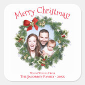 Sticker Carré Fun Christmas Wreath Picture Frame Jolie Holiday (Devant)