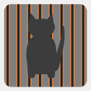 Sticker Carré Fun et Fun Halloween Noir Silhouette Chats