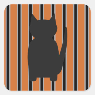 Sticker Carré Fun et Fun Halloween Noir Silhouette Chats