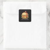 Sticker Carré Fun grilled hamburger customizable (Sac)