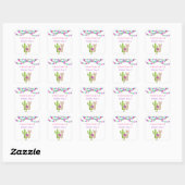 Sticker Carré Fun Llama entier rose violet Cactus enfant anniver (Feuille)