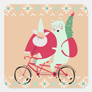 Sticker Carré Fun Père Noël Fêtes de Noël