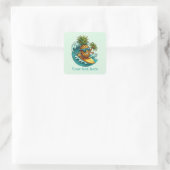 Sticker Carré Fun Pineapple beach surf ajouter du texte (Sac)