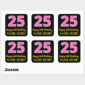 Sticker Carré Fun Pink Stripes "25" : Joyeux 25ème anniversaire  (Feuille)