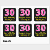 Sticker Carré Fun Pink Stripes "30" : Joyeux 30e anniversaire +  (Feuille)