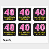 Sticker Carré Fun Pink Stripes "40" : Joyeux 40e anniversaire +  (Feuille)