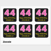 Sticker Carré Fun Pink Stripes "44" : Joyeux 44ème anniversaire (Feuille)