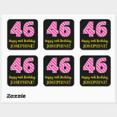 Sticker Carré Fun Pink Stripes "46" : Joyeux 46ème anniversaire  (Feuille)