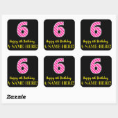 Sticker Carré Fun Pink Stripes "6" : Joyeux 6ème anniversaire +  (Feuille)