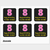 Sticker Carré Fun Pink Stripes "8" : Joyeux 8ème anniversaire +  (Feuille)