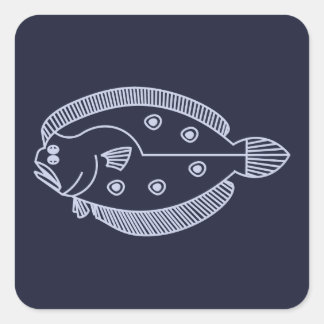 Sticker Carré Fun Poisson Fun Flounder dans le violet clair sur