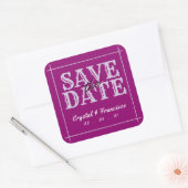 Sticker Carré Fun Purple Enregistrer La Date (Enveloppe)