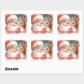 Sticker Carré Fun Santa Rudolph Personalized Christmas Kids (Feuille)