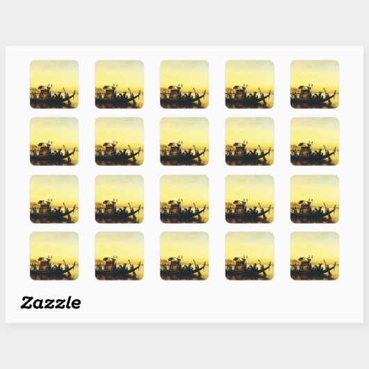 Sticker Carré Funérailles d'une maman sur le Nil par Frederick A (Feuille)