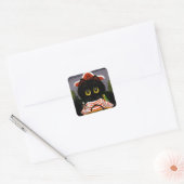 Sticker Carré Funky Black Cat Pirate Créationarts Lisa Adams (Enveloppe)