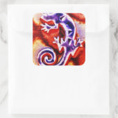 Sticker Carré Funky bleu violet orange Lizard Gecko Sud-Ouest (Sac)