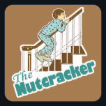 Sticker Carré Funky Christmas Nutcracker<br><div class="desc">Le Casse-Noix. Les noix fêlées sont une tradition de Noël. Des t-shirts nostalgiques Nutcracker, des cadeaux, des cartes de voeux et des vêtements font des cartes de Noël hilarantes et des tee - shirts amusants de Noël pour toutes vos fêtes et fêtes de Noël.</div>