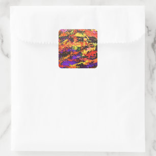 Sticker Carré Funky coloré arc-en-ciel Abstrait Splash Paint Art