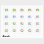 Sticker Carré Funky Happy Birthday Rainbow Glitter (Feuille)