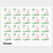 Sticker Carré Funky mignon baby shower flamingo rose (Feuille)