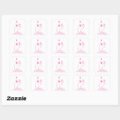Sticker Carré Funky moderne rose Bachelorette mariée anneau doig (Feuille)