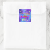 Sticker Carré Funky Rainbow Disco Party on Purple Foil (Sac)