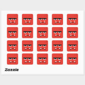 Sticker Carré Funky Red Monster Face (Feuille)