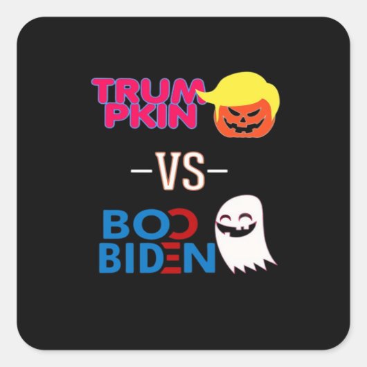Sticker Carré Funky Trumpkin Vs Boo Biden Classe Design Hallowee (Devant)
