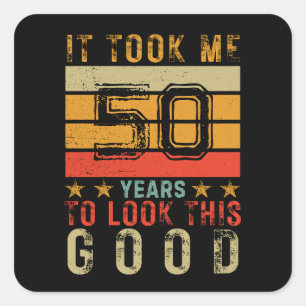 Sticker Carré Funky vintage numéro d'anniversaire pour les homme