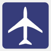 Sticker Carré Funky White Plane Blue Arrière - plan Aviation (Devant)