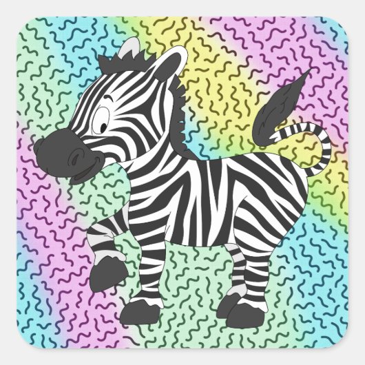 Sticker Carré Funky Zebra (Devant)