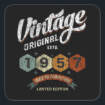 Sticker Carré Funny 68 Year Old 1957 Vintage 68th Birthday Gift<br><div class="desc">Célébrez En Style Avec Ce Cadeau D'Anniversaire Unique Et Amusant D'Inspiration Vintage! Ce Graphique D'Anniversaire Met En Lumière Parfaitement Votre Étape Spéciale. Que vous soyez âgé de 9, 21, 30, 40, 50 ans, ou que vous soyez âgé d'un autre âge, montrez fièrement votre statut légendaire avec Humour et nostalgie. Ce...</div>