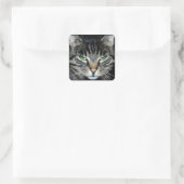 Sticker Carré Funny Angry Grumpy Judgemental Cat (Sac)