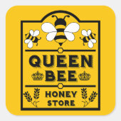 Sticker Carré Funny Apiary Honey Queen Bee (Devant)