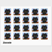 Sticker Carré Funny Automne Chat Noir Automne Créationarts (Feuille)