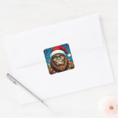 Sticker Carré Funny Bigfoot Sasquatch Yeti Christmas (Enveloppe)