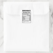 Sticker Carré Funny Birthday Nutrition Facts (Sac)