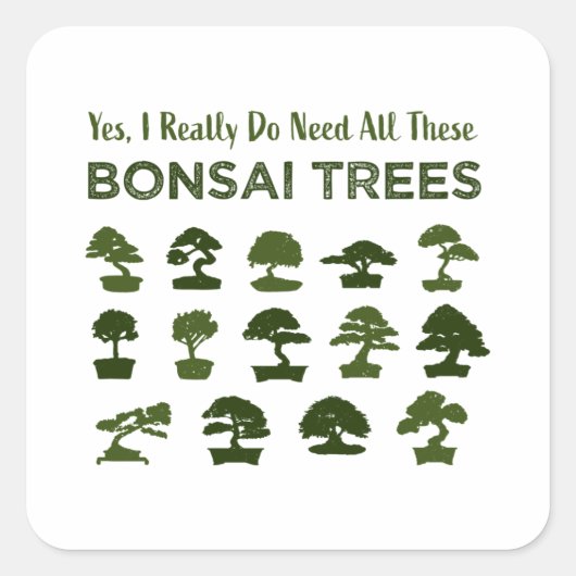 Sticker Carré Funny Bonsai Tree Care Penjing Zen Cadeau (Devant)